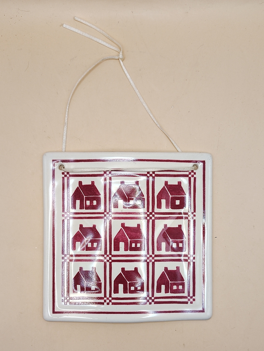 1990 "School House" Ceramic Quilt Tile Ornament from Hill Design's Celebration